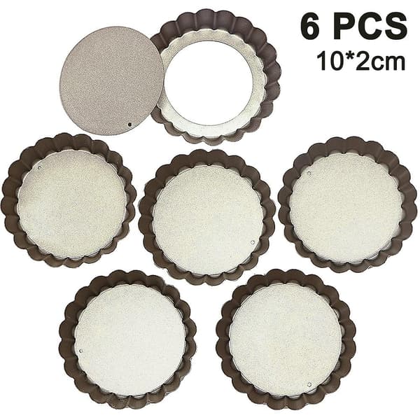 6 stk. Gull 10cm*2cm Rund Live Bottom Krysantem Non-stick Kakeform | Kakeform