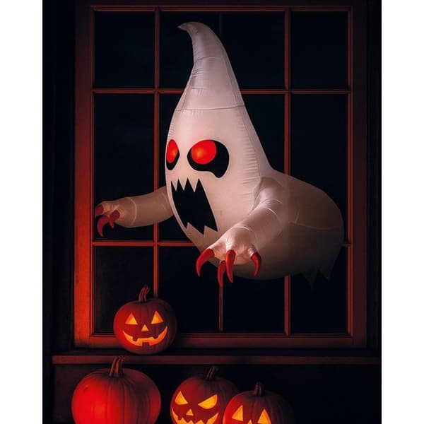 Lysende Halloween-dekoration - Lille Klovn - 105 cm - Oppusteligt Spøgelse - Lysende Effekt - Nem at sætte op