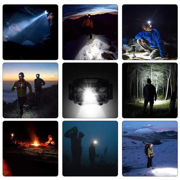 Pandelampe med 3 lystilstande, USB, IPX4, ideel til camping jogging