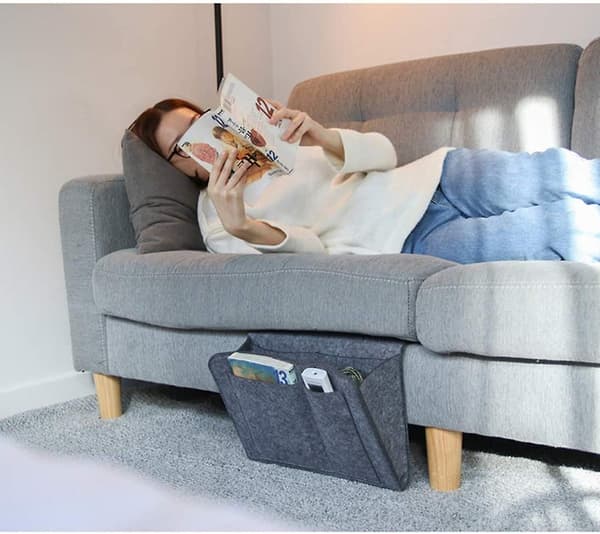 Sengekantlomme, sengeopbevaring, hængende opbevaringspose til sofa, skrivebord, seng