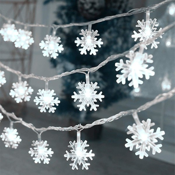 Lights, 20 Ft 40 Led Snowflake Lights Battery Operated Waterproof Fairy Lights