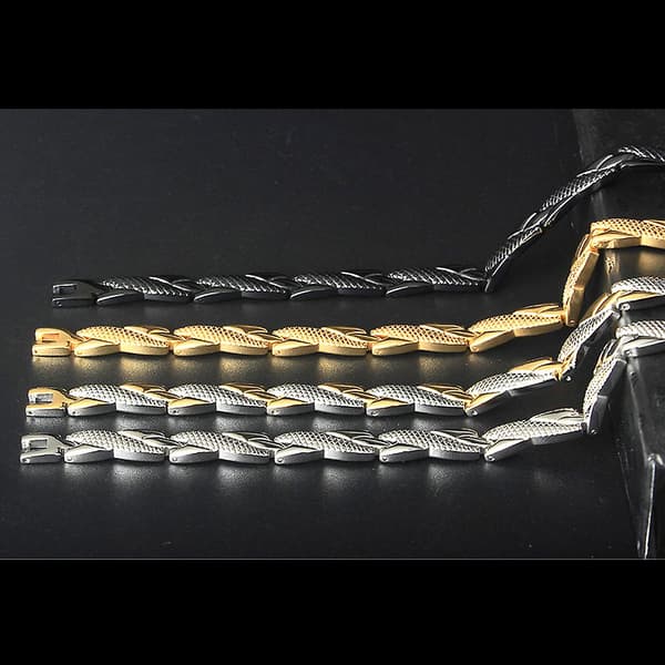 Sundt Power Armbånd Med 4 Element Magneter Sort Legering Armbånd Gaver（Sort）