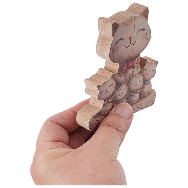 Flat trefigur av katt - 2D-trykt, stabil base, kompakt skrivebordsdekor A80