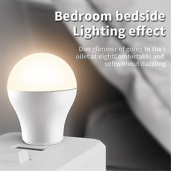2 stk. USB-plugglampe datamaskin mobil strømlading USB liten boklys LED øyebeskyttelse leselys USB liten nattlys pærer