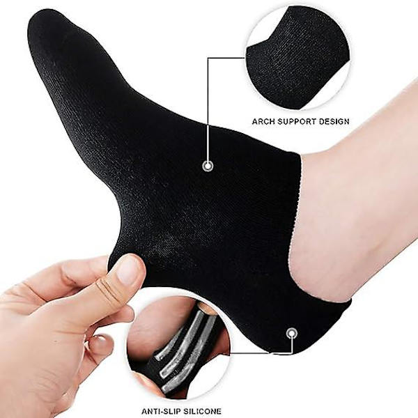 No Show Socks Women Low Socks Non Slip Flat Boat Line 8 Pairs-M/US Shoe Size5-8_svart