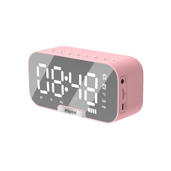 Udtræk Bærbar Alarmur Radio Bluetooth Højttaler（En Størrelse，Pink）