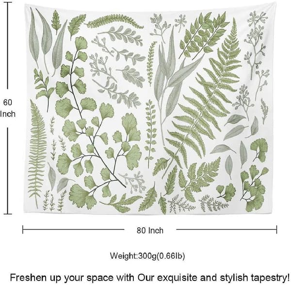 Botanisk Polyesterväv Gobeläng Blommig Med Grön Vit Vårig Väggbonad, Daglig Dekorativ Gobeläng För Sovrum Vardagsrum Sovsal 60l X