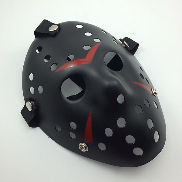 Skräck Halloween kostym Hockey Mask Party Cosplay rekvisita (röd och svart)