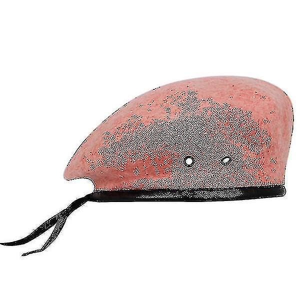 Ny Fashion Ull Beret Militär Mössa Utomhus Sport Håll Varm Rosa Ta