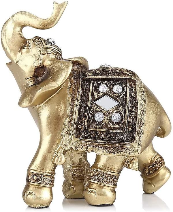 Elefantstatue, gull elegant elefant smykker formue heldig elefantstatue med snabel hevet hjem