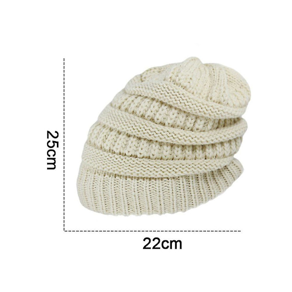 Udendørs efterår og W stribet pullover hat par varm uld strikket hat（Beige）