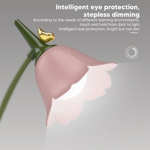 DWW-(Pink) LED-skrivebordslampe til børn, genopladelig skrivebordslampe U（style1）