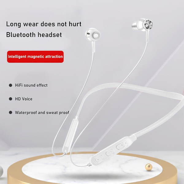 Nackband Bluetooth-hörlurar, HD-stereo trådlösa sporthörlurar, runt halsen Bluetooth-hörlurar brusreducerande mikrofon, magnetisk attraktion