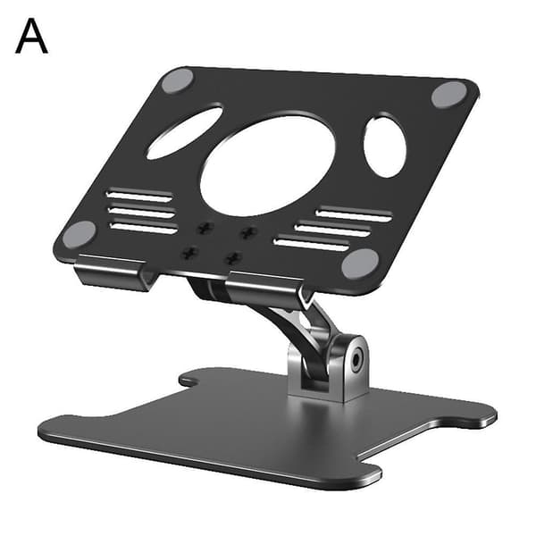 Metal Tablet Stativ Justerbar Universal Tablet Skrivebordsstativ Sammenklappelig（Sort）