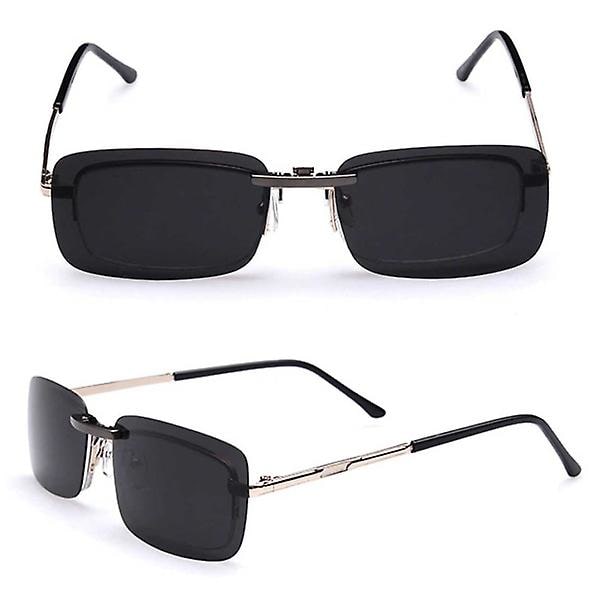 Clip-on solglasögon i metall med blå spegelglas 37x59mm blå
