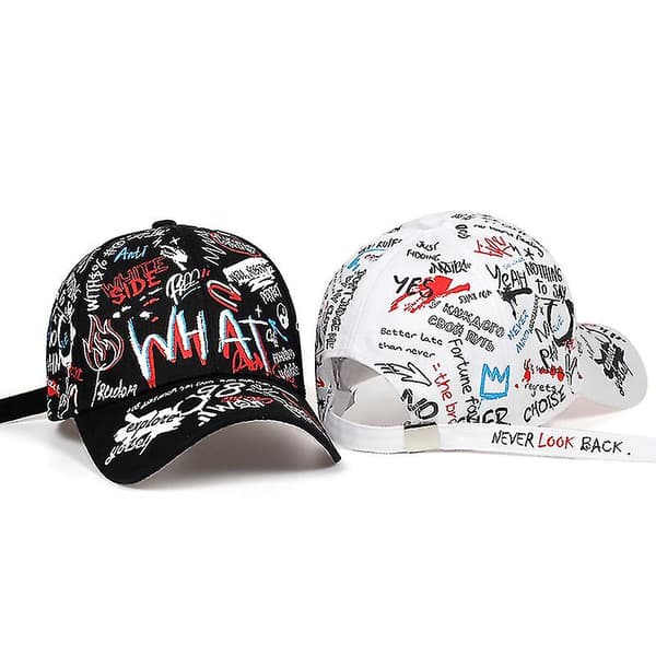 Graffiti Hiphop Hipster Baseball Cap Cool Style Baseball Cap Multi-farve Valgfri（Hvid）