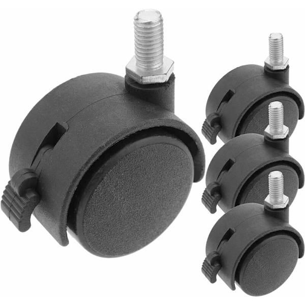 - Drejelige nylonhjul med bremse 40 mm M8 Pakke med 4 (sort)