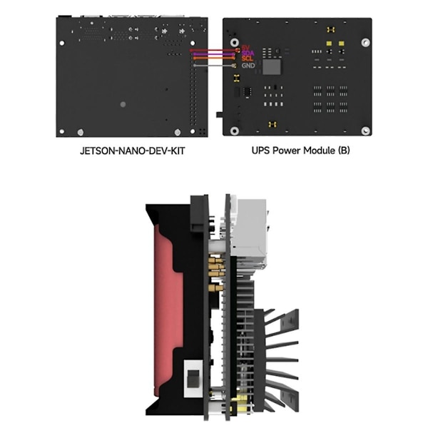 Til Nano B01 / 2GB UPS Power Module, Uafbrudt 5V Strømforsyning, 5A Høj Strøm - EU Stik（Sort）