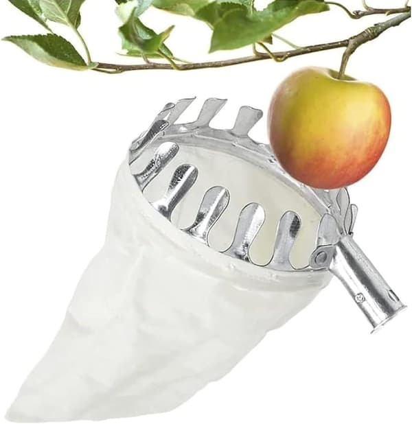 Fruktplockare (diameter 16 cm) med tygpåse, praktisk assistent för att plocka äpplen etc.