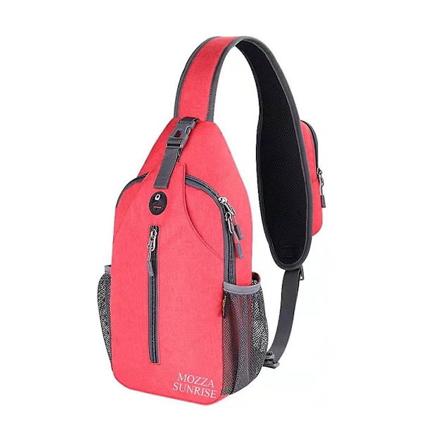 Crossbody Sling Rygsæk Sling Taske Rejse Vandring Bryst Taske Daypack, rød