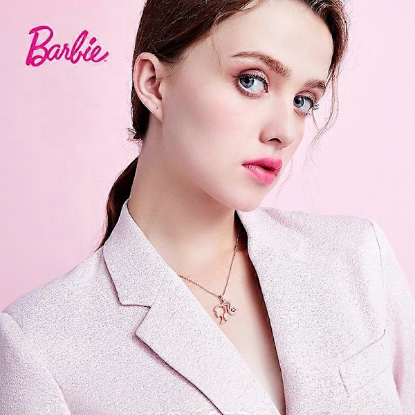 Mode Barbie Ihåligt Halsband Smycken Kawaii Tecknad Flicka Zirkon Nisch Lätt Lyx Tröja Nyckelbenskedja Barn Hänge Leksak（bai）