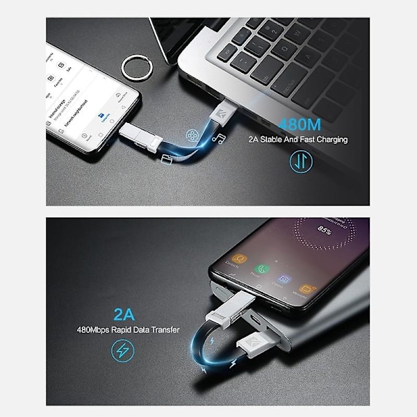 3-in-1 USB-kaapeli, USB-mobiilidatakaapeli, mini-avaimenperälaturi, mini-avaimenperän latauskaapelit, Lightning-kaapeli, Micro USB, Type-C-kaapelit, kannettava miniavain