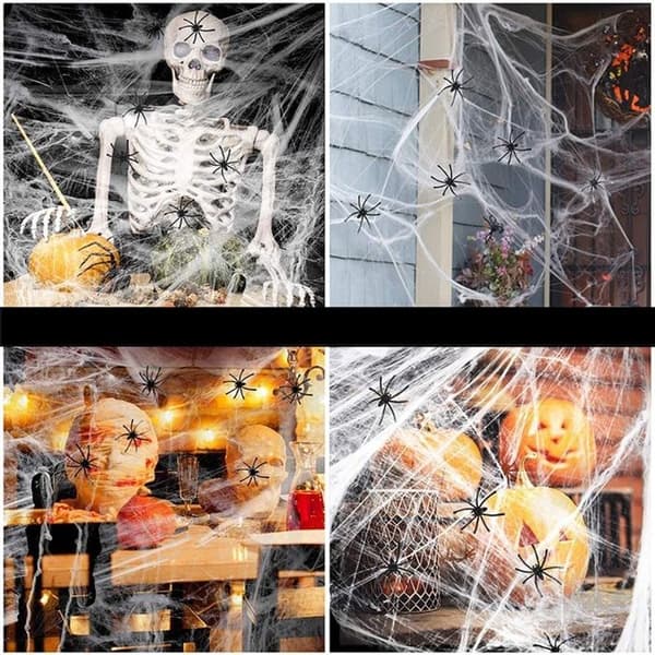 Forfærdelig Halloween Høster: Skræmmende Dekoration med Edderkopper og Edderkoppespind