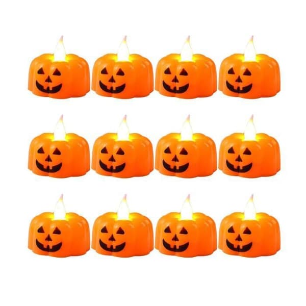 12-delt græskar Halloween-lys sæt, LED græskar lanterne, lysende græskar lanterne, festdekorationslanterne hvid XXS