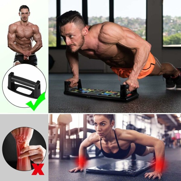 Push Up Board, 14 in 1 -taitettava käsipainolauta, harjoitusjärjestelmä, vatsan harjoittelulaite sisäkäyttöön fitness