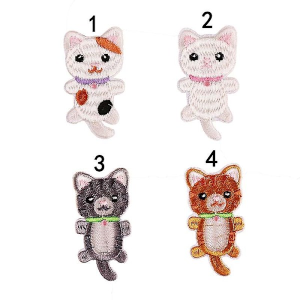 Dww-DIY Kirjotut Silitysrauta Kissa Tarvikkeet (4kpl), Erilaisia Koristeellisia Kissa-aiheisia Paikkoja, Ihastuttavia Paikkoja Takeille, Hattuille, Reppuille, Farkuille