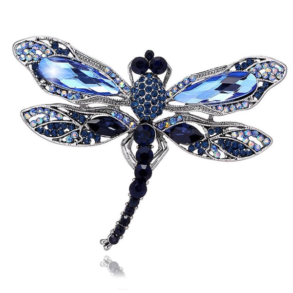 Dragonfly Brosch Rhinestone Crystal Brosch Djur Pin För Kvinnor Smycken Outfits Dekoration Blå