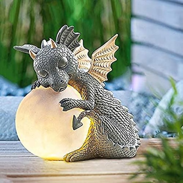 Meditationsdrage Have Statue - Håndlavet Resin Statue - Dekorativ Statue Til Have, Gård