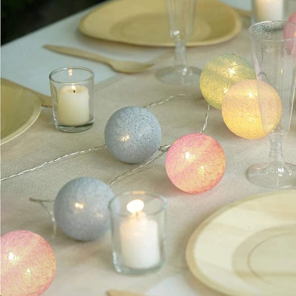 Bomuldskuglelyskæde, 3M 20 LED-kuglelyskæde til natlys Macaron