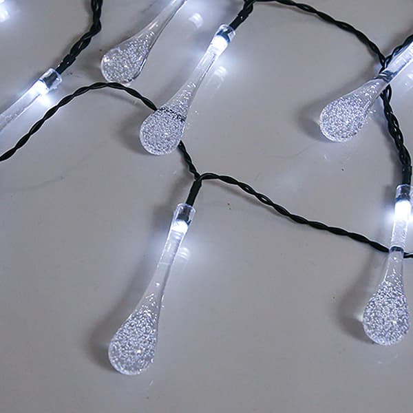 Vann dråpe dekorasjon snø pompom vinter dekorasjon LED lanterne batteri lysstreng lampe（A）