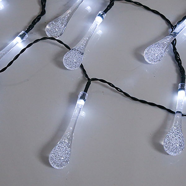 Vattendroppe Dekoration Snö Pompom Vinter Dekoration LED Lykta Batteri Ljussträng Lampa（A）