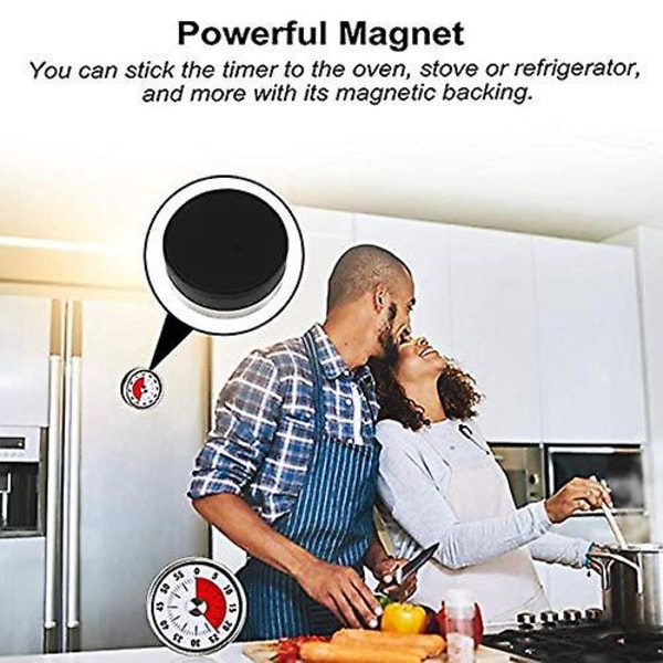 Magnetisk mekanisk kökstimer - Nedräkningstimer 60 minuter Visuell tidsstyrningsverktyg Bakning Kock