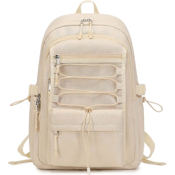 Matkalaukku reppu viikonlopun vapaa-ajan loma reppu unisex 15.6 tuuman koulu söpö kevyt suuri kapasiteetti lahja kirjakassi (Off-White)
