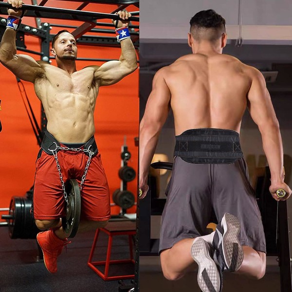 Tyngdlyftningsbälte med kedja - Högkvalitativt viktbälte för gymnastik, fitness, tyngdlyftning, pull-ups