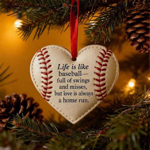 Baseball-pynt - Hjerteformet festivalpynt med baseballhanske-tema A
