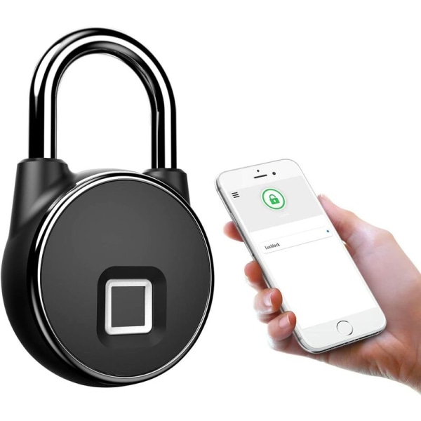 Fingeravtryck Vattentätt nyckellöst Bluetooth Smart hänglås, Stöldskyddshänglås för dörr, väska, låda, resväska - DKSFJKL