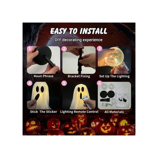 Lysende Halloween-dekorasjon - NIKCORP - Sett med 2 spøkelser - Fjernkontroll - LED - 36 cm