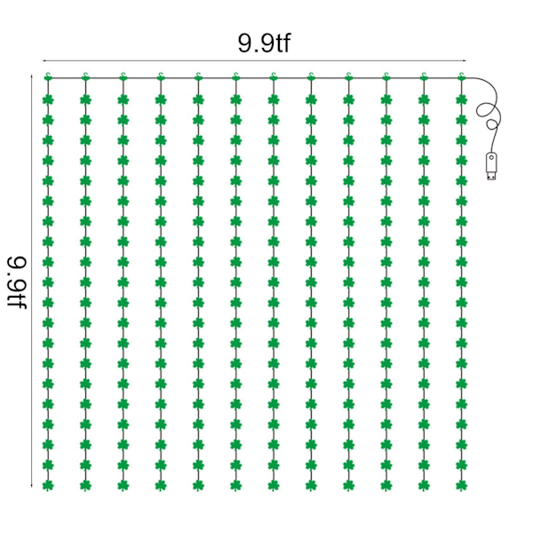 Hjemmedekor St. Patrick's Day gardinlys, USB-kontakt, 8 mønstre av St. Patrick's Day lyslenke med fjernkontroll for soverom, innendørs, utendørs,