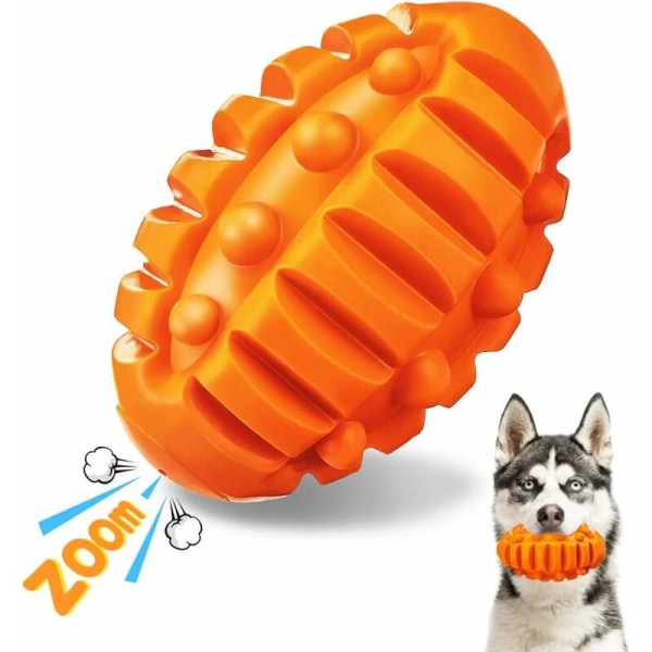 Rikkoutumaton koiranlelu koiran lelupallo koiran purulelu raskaaseen naudanlihanmakuiseen kumiäänipallo pienille keskikokoisille koirille 12,5 cm x 7,5 cm oranssi