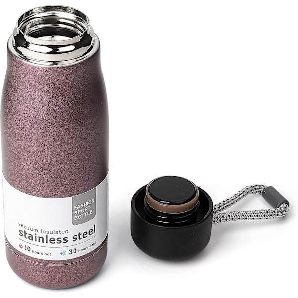 Rosa Vattenflaska 12 oz, Nicemer Isolerad Vattenflaska med Remlock, Trippel-Lager Vakuum, Rostfritt Stål Återanvändbar