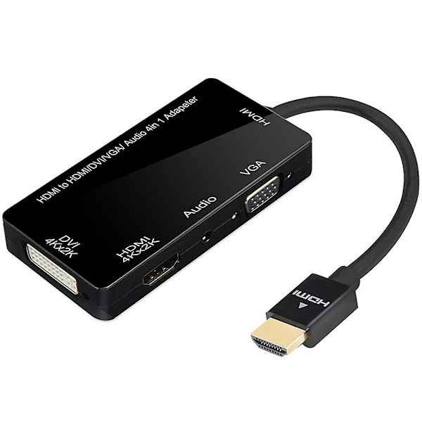 1 HDMI till VGA DVI HDMI med Audio 3.5mm Micro Adapter Kabel för HDMI Laptop, Dator, Etc. Samtidig Anslutning - Svart
