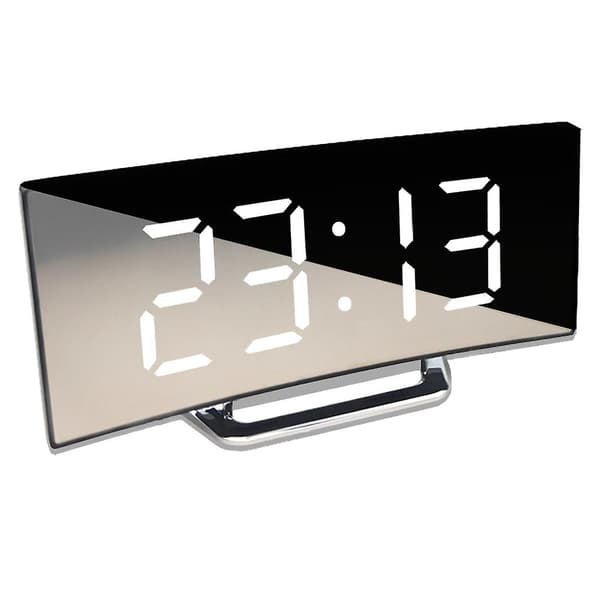 Skrivbordsbord Kurvad Led-skärm Klockor（Vit）