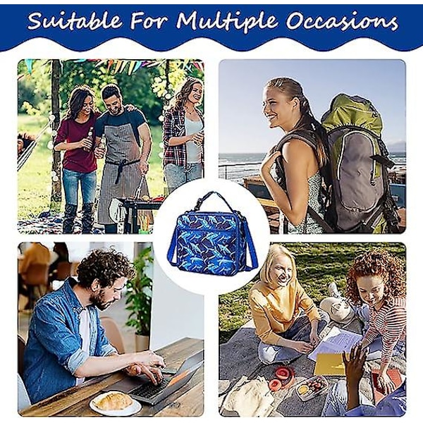 Dww-(Lille Hai) Barnematpakke - Isolerte - Gjenbrukbar Tote Bag - Med Skulderstropp - For Jenter, Gutter, Studenter, Tenåringer, E