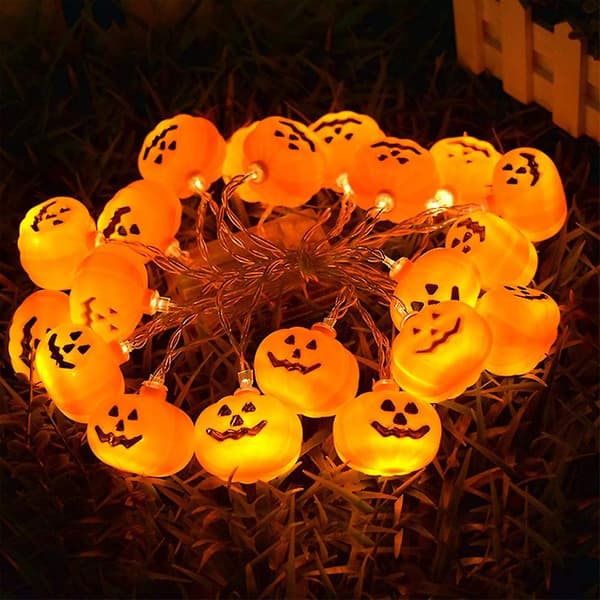 Halloween græskarformet LED-lyskæde - 3m lang, 20 LED, varm farve