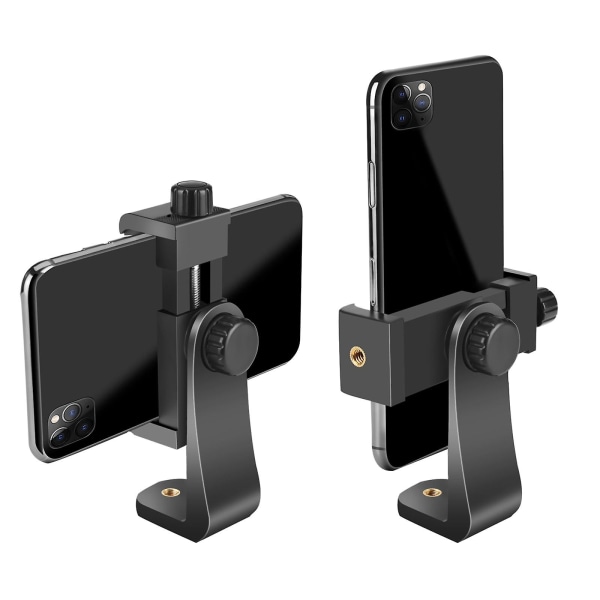 Premium smartphonefäste/vertikal och horisontell stativfästeadapter Roterande stativ med 1/4" skruv/justerbar klämma
