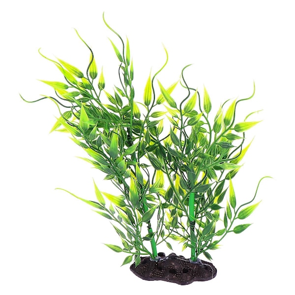Simuleret plantevand græs kunstig lille bambus til akvarium fisketank dekoration (grøn)（22X17CM，grøn）